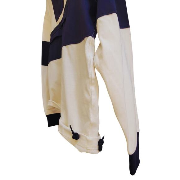 J.CREW Navy / Ivory Hooded Rugby Anorak Sweatshirt Mens S Comfy Pocket Training - Picture 5 of 16